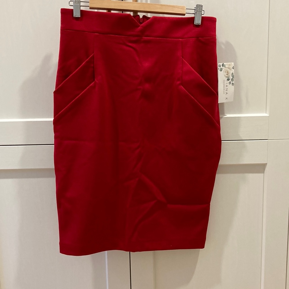Red pencil skirt
